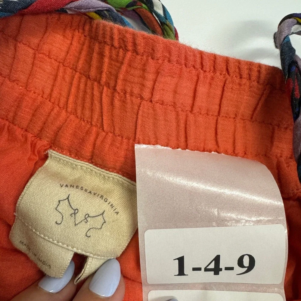 Vanessa Virginia Dress Womens Small Orange‎ Gauze Braided Straps Anthropologie